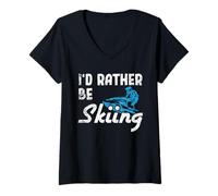 Mujer Yo voy a esquiar Jet Ski Camiseta Cuello V