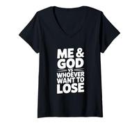 Mujer Yo y Dios vs Quien Quiere Perder Motivacional Camiseta Cuello V