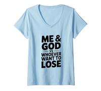 Mujer Yo y Dios vs Quien Quiere Perder Motivacional Camiseta Cuello V