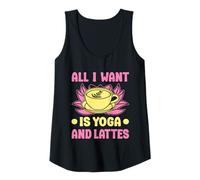 Mujer Yoga All I Want Is Yoga & Lattes Yoga Divertido Camiseta sin Mangas