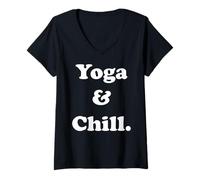 Mujer Yoga And Chill Spiritual Relaxation Vibes Funny Saying Camiseta Cuello V