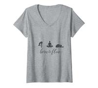 Mujer Yoga Born To Flow para Amantes del Bienestar y la atención Plena Camiseta Cuello V