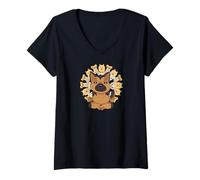 Mujer Yoga camisa mandalas meditación Pastores alemanes perro Camiseta Cuello V