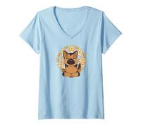 Mujer Yoga camisa mandalas meditación Pastores alemanes perro Yoga Camiseta Cuello V