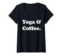 Mujer Yoga & Coffee Meditation Lifestyle Funny Saying Camiseta Cuello V