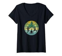 Mujer Yoga Ejercicio Meditación Respiración Al Aire Libre en la Natural Camiseta Cuello V