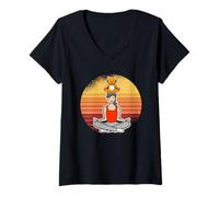 Mujer Yoga Gatos Gato Meditación Amantes de los Gatos Namaste Cat Camiseta Cuello V
