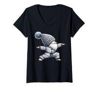 Mujer Yoga Gnome In Warrior Pose For Sports Teacher And Yoga Mom Camiseta Cuello V