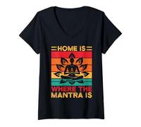 Mujer Yoga Home Is Where The Mantra Is Yoga Divertido Camiseta Cuello V