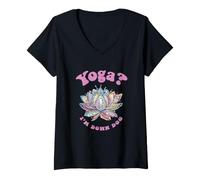 Mujer Yoga Im Down Perro Lotus Mandala Humor Divertido Diversión Camiseta Cuello V