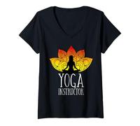 Mujer Yoga Instructor Instructor Formador Profesor Namaste Zen Camiseta Cuello V