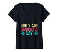 Mujer Yoga It´s A Chakra-ful Day Yoga Divertido Camiseta Cuello V