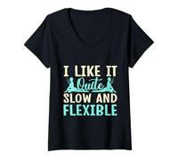 Mujer Yoga Like It Slow & Flexible Yoga Divertido Camiseta Cuello V