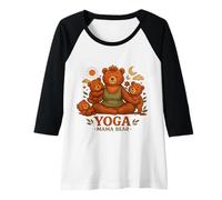 Mujer Yoga Mama Bear - Regalo Divertido para mamás Mindfulness Wellness Camiseta Manga Raglan