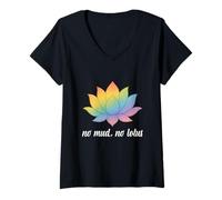Mujer Yoga Meditación Filosofía Zen Sin Barro No Lotus Colorido Camiseta Cuello V