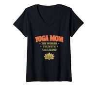 Mujer Yoga Mom The Woman, Mito y Leyenda Divertido Regalo para Madres Camiseta Cuello V