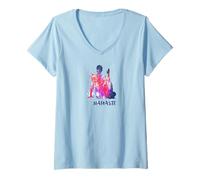 Mujer Yoga Namaste iluminación Color om Rosa Salpicaduras Camiseta Cuello V