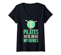 Mujer Yoga Pilates Is In My Genes Yoga Divertido Camiseta Cuello V