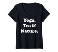 Mujer Yoga, Tea & Nature Inspired Lifestyle Camiseta Cuello V