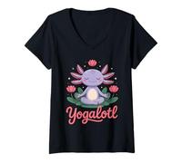 Mujer Yogalotl, Funny Axolotl Yoga Camiseta Cuello V