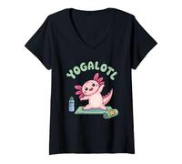 Mujer Yogalotl, Funny Axolotl Yoga Camiseta Cuello V