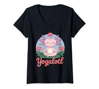 Mujer Yogalotl, Funny Axolotl Yoga Camiseta Cuello V