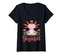 Mujer Yogalotl, Funny Axolotl Yoga Camiseta Cuello V