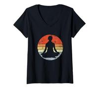 Mujer Yogui Dibujo Yoga Camiseta Cuello V