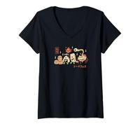 Mujer Yokai Food Fest | Arte de Monstruos de Sushi japonés Camiseta Cuello V