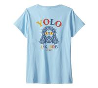 Mujer Yolo JK BRB Jesus Christ Funny Christian Easter Sunday Joke Camiseta Cuello V
