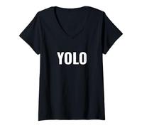 Mujer Yolo Solo se Vive una Vez Acrónimo Camiseta Cuello V