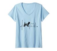 Mujer Yorkshire Terrier Heartbeat EKG Pulso Yorkie Dog Lover Camiseta Cuello V