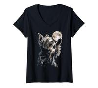 Mujer Yorkshire Terrier Sosteniendo Luna Llena Moonlight Yorkie Dog Camiseta Cuello V
