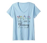 Mujer You Are a Blessing God Quote Blessed Christian Bible Verse Camiseta Cuello V