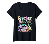 Mujer You Are Chosen Precious Crayons Biblia Verso Fe Profesor Camiseta Cuello V