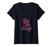 Mujer You Are Enough Inspirational Quote Minimal Design Camiseta Cuello V