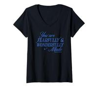 Mujer You Are Fearfully and Wonderfully Made Biblia Verso Cristiano Camiseta Cuello V