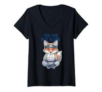 Mujer You Are Not Alone Fox Yoga Mindfulne Lotus Flower Meditación Camiseta Cuello V