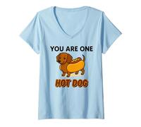 Mujer You Are One Hot Dog - Divertido Perro Salchicha en Estilo de Camiseta Cuello V
