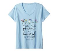 Mujer You Are Precious Honored in My Sight Isaiah 43:4 Bible Verse Camiseta Cuello V