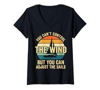 Mujer You Can't Control The Wind Adjust The Sails Camiseta Cuello V