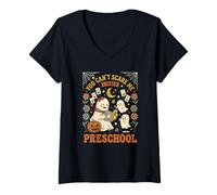 Mujer You Cant Scare Me I Teach Prechool Teacher Ghost Camiseta Cuello V