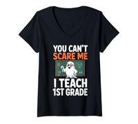Mujer You Cant Scare Me I Teach Profesor de Primer Grado Primer Grado Camiseta Cuello V
