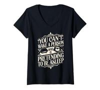 Mujer You Can't Wake a Person Who is Pretending to be Asleep Camiseta Cuello V