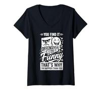 Mujer You Find It Offensive I Find It Funny That's Why I'm Happier Camiseta Cuello V