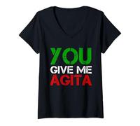 Mujer You Give Me Agita Humor Cita Italiana Camiseta Cuello V