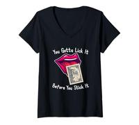 Mujer You Gotta Lick It Before You Stick It Funny Adult Joke Camiseta Cuello V
