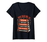 Mujer You Had Me At Dark Fantasy Romance Morally Gray Lector de Libros Camiseta Cuello V
