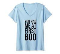 Mujer You Had Me At First Boo Funny Halloween Diciendo Camiseta Cuello V