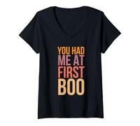 Mujer You Had Me At First Boo Funny Halloween Diciendo Humor Camiseta Cuello V